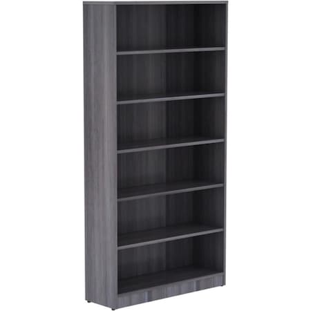 Lorell Weathered Charcoal Laminate Bookcase Charcoal Gray - 72 x 36 x 12 in. LLR69565